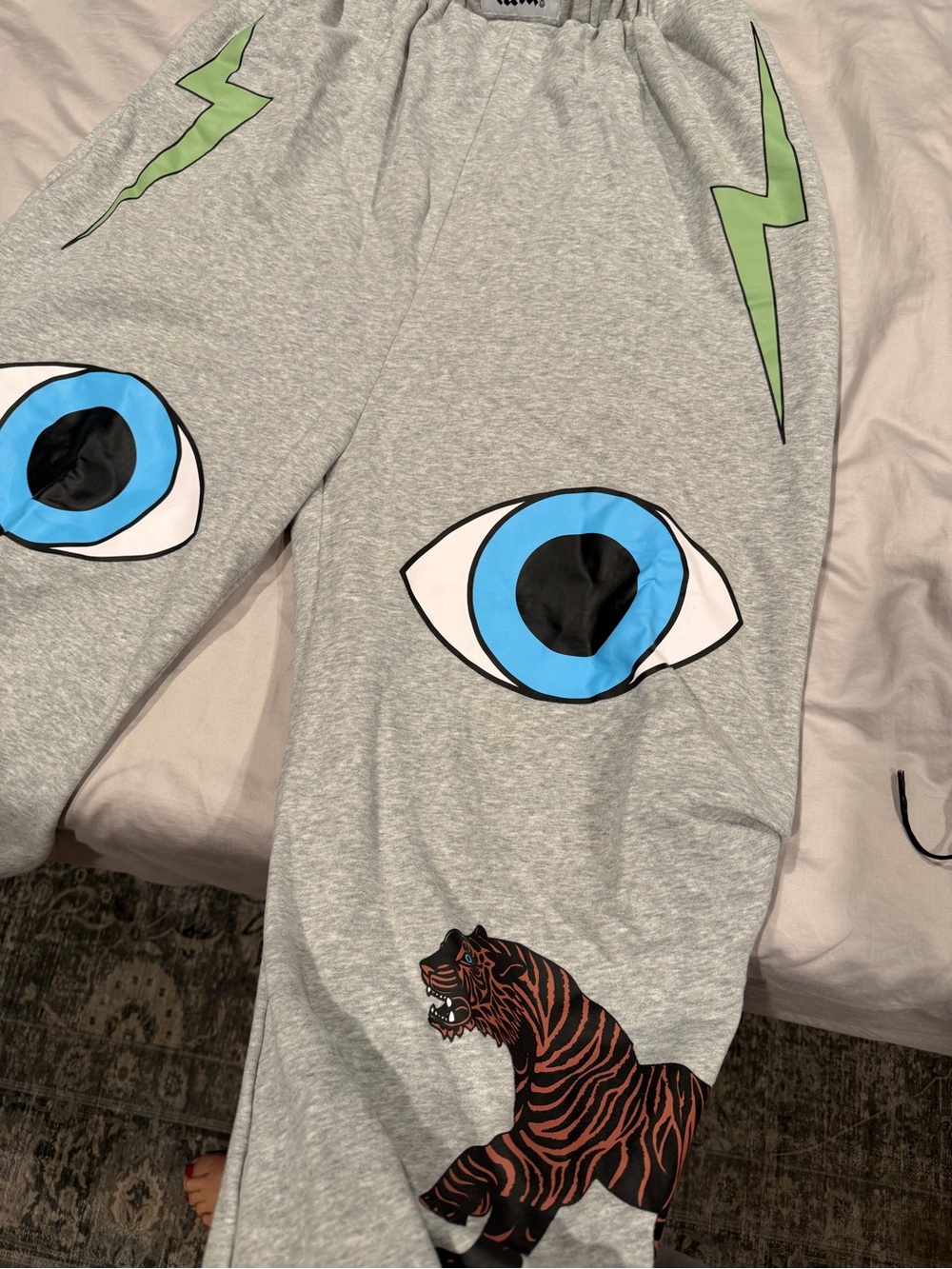 Dressed in LALA Light Gray Sweatpants with LALA Label - Picture 2 of 5